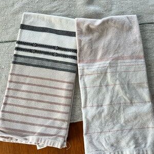 Hearth & Hand Dual Striped Kitchen Towels - Black and Pink